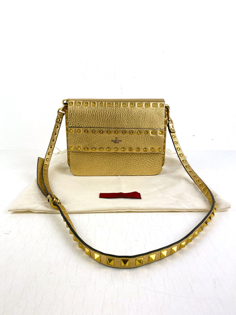 Valentino Small Rockstud Grainy Bag/Taske - Guldfarvet (Nypris ca 11.620 kr)