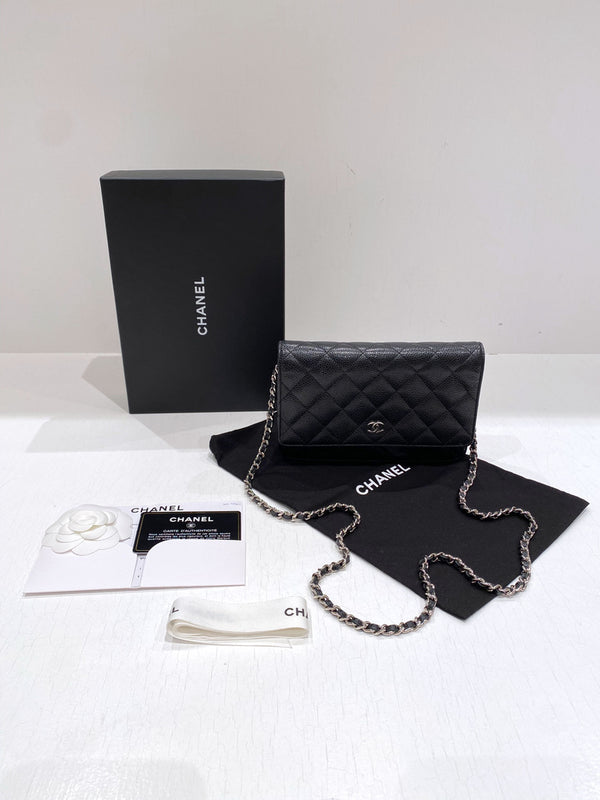 Chanel Wallet On Chain - Caviar Med Sølvhardware - (Nypris 25.040 kr)