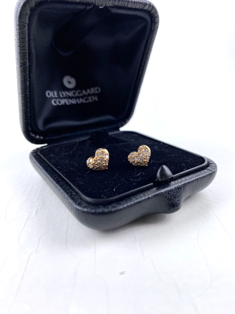 Ole Lynggaard Heart Ørestikker - 18 Karat guld Med Diamanter ( De store)