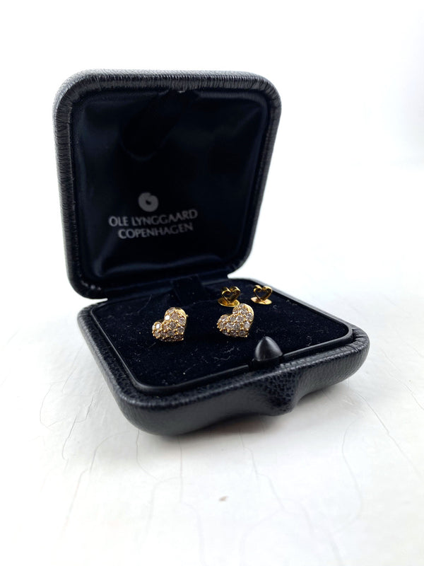 Ole Lynggaard Heart Ørestikker - 18 Karat guld Med Diamanter ( De store)
