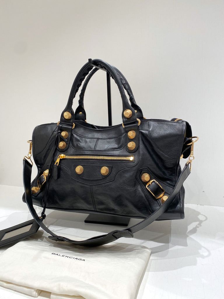 Balenciaga City Taske - Sort Med Guldhardware - (Nypris ca 17.900 kr)