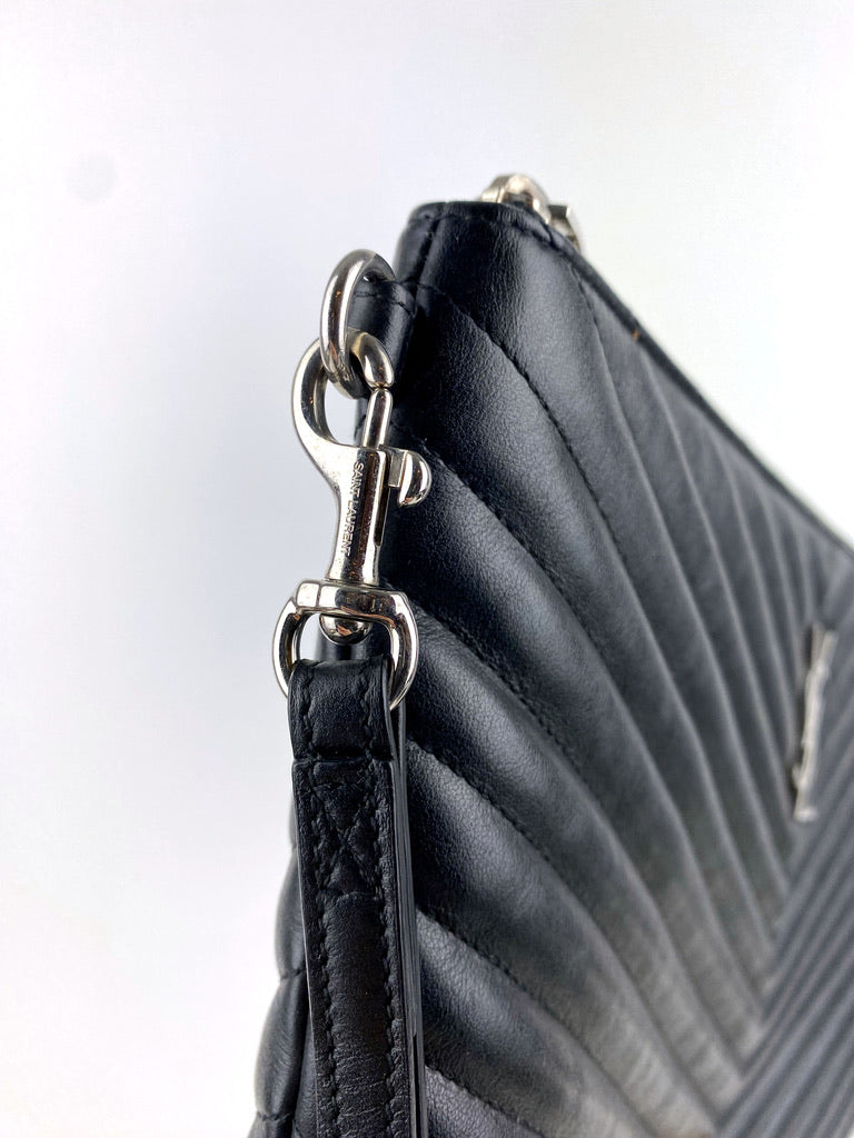 Saint Laurent Stor Clutch - Sort Med Sølvhardware -