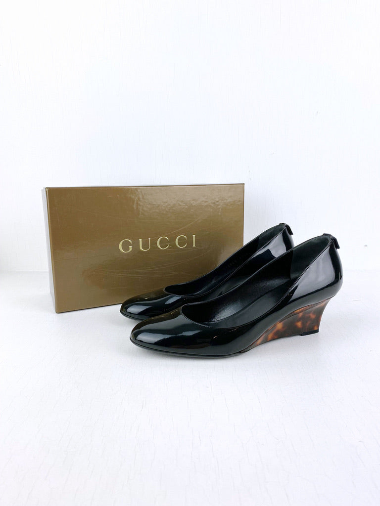 Gucci Sko Med Kilehæl - Str 37,5 - (Nypris 3.200 kr)