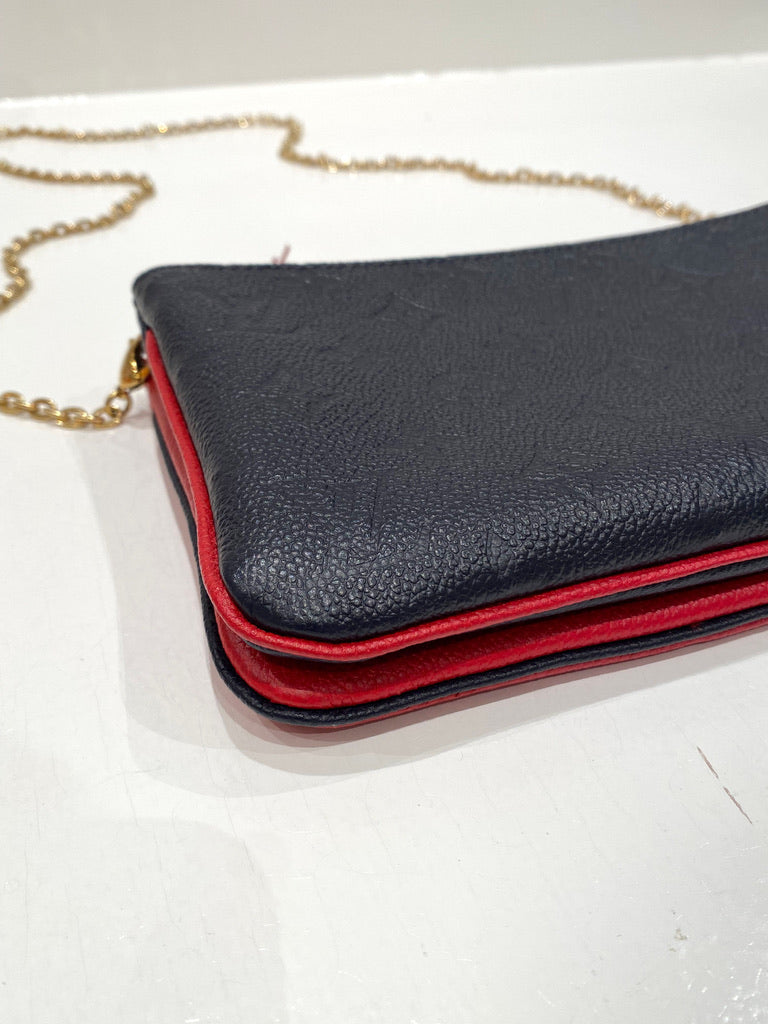 Louis Vuitton Double Zip Pochette Bag - Farve Rød & Blå - (Nypris 10.000 kr)