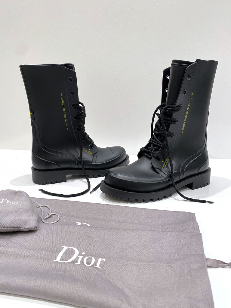 Dior Wellington Rubber Black Boots - Str 39