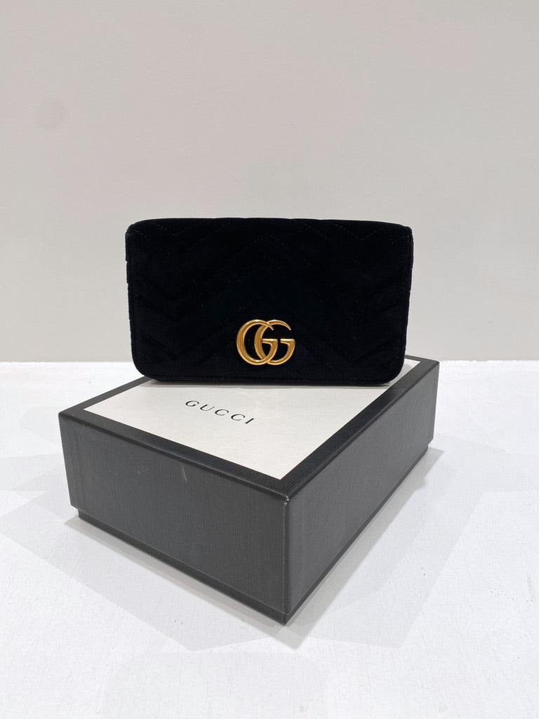 Gucci Marmont Super Mini Taske - Velour Sort.