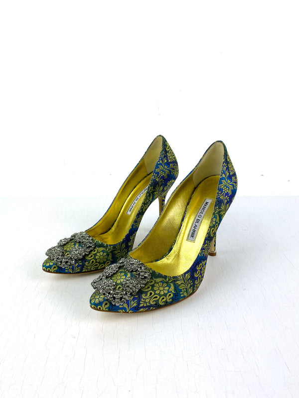 Monolo Blahnik Satin pumps/stiletter. Str. 36,5 - (Nypris ca 7.000 kr)