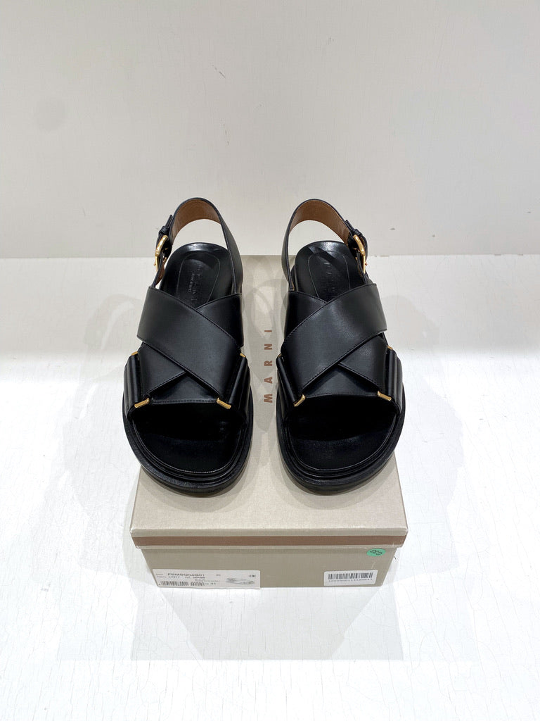 Marni Fussbett Sandaler - Str 41 - Sort - (Nypris 4.400 kr/ 590 Euro)