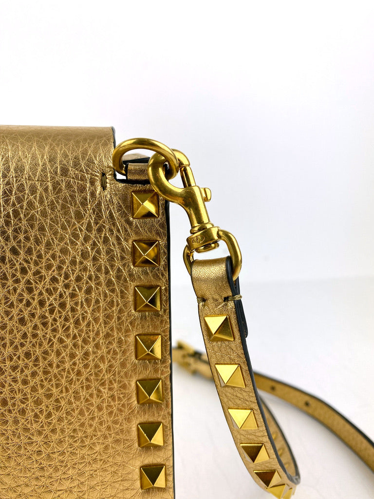 Valentino Small Rockstud Grainy Bag/Taske - Guldfarvet (Nypris ca 11.620 kr)