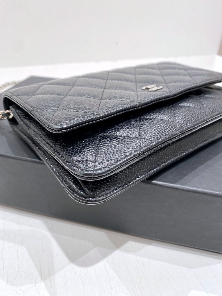 Chanel Wallet On Chain - Caviar Med Sølvhardware - (Nypris 25.040 kr)