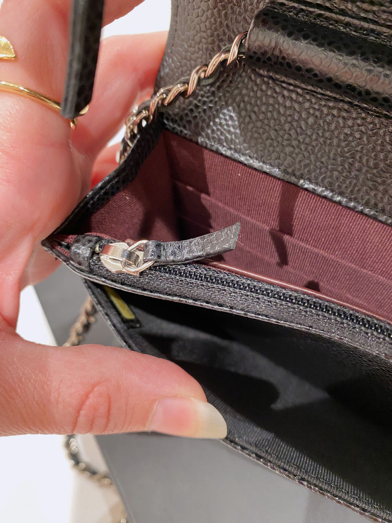 Chanel Wallet On Chain - Caviar Med Sølvhardware - (Nypris 25.040 kr)
