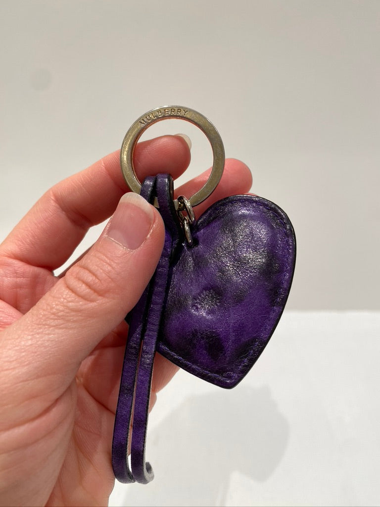 Mulberry Taskesmykke/ Nøglering - Lilla Hjerte