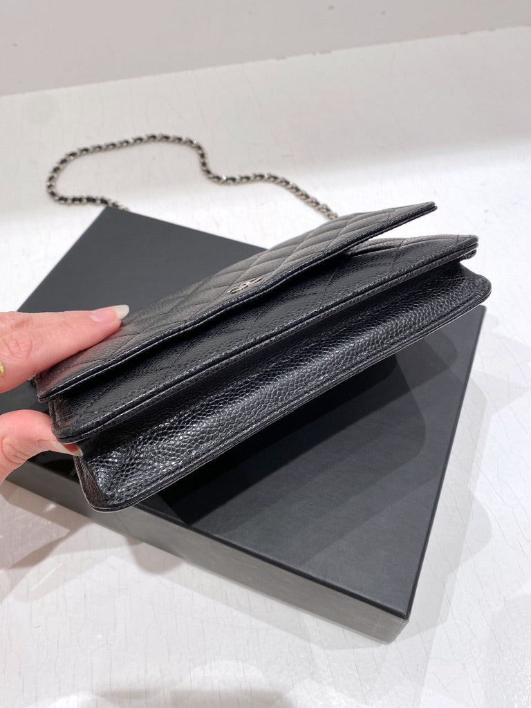 Chanel Wallet On Chain - Caviar Med Sølvhardware - (Nypris 25.040 kr)