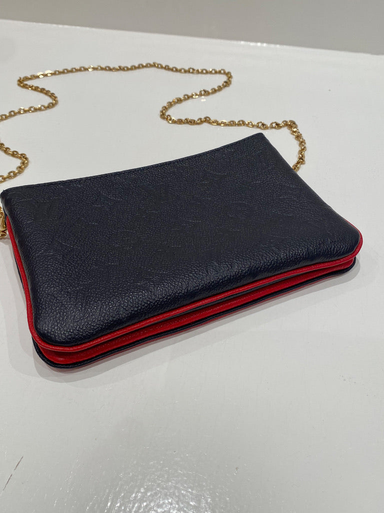 Louis Vuitton Double Zip Pochette Bag - Farve Rød & Blå - (Nypris 10.000 kr)
