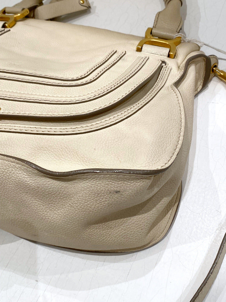 Chloé Marcie Medium Bag/Taske - Cremefarvet med guldhardware - (Nypris ca 14.000 kr)