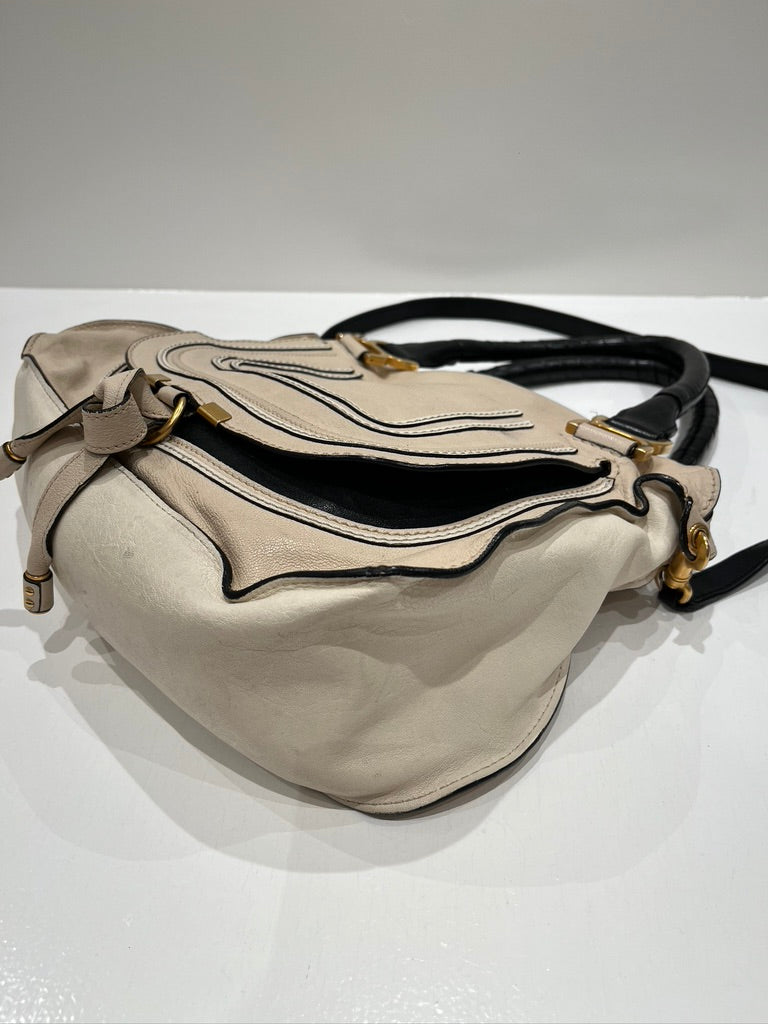 Chloé Marcie Bag/Taske - Cremefarvet med guldhardware - (Nypris ca 17.000 kr/2.295 Dollar)