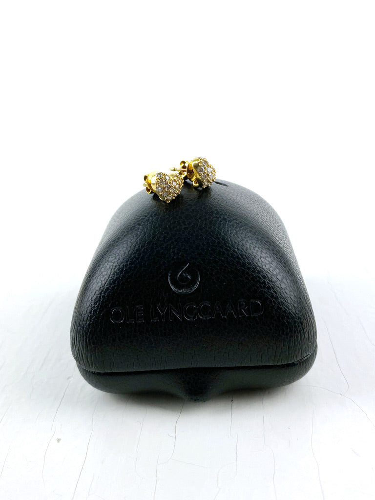 Ole Lynggaard Heart Ørestikker - 18 Karat guld Med Diamanter ( De store)