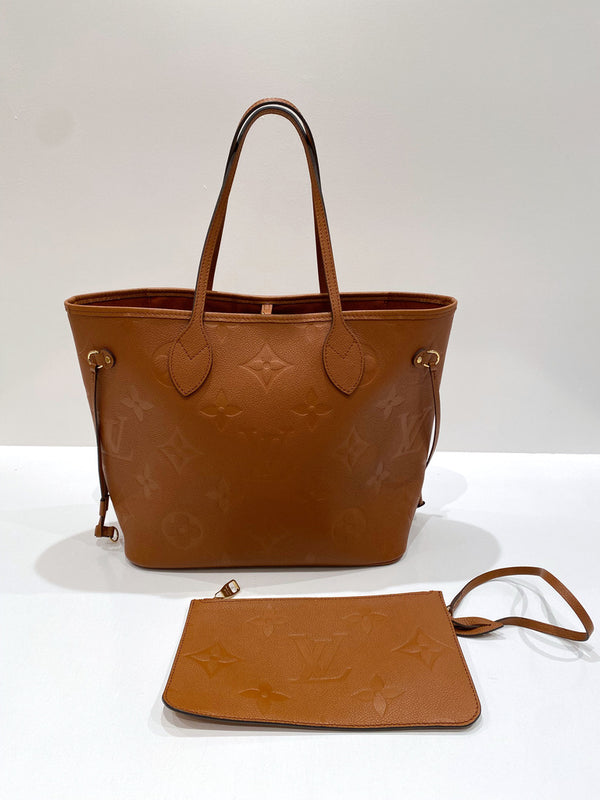 Louis Vuitton Neverfull MM Empreinte Tote Bag - Cognac - (nypris 16.300 kr)