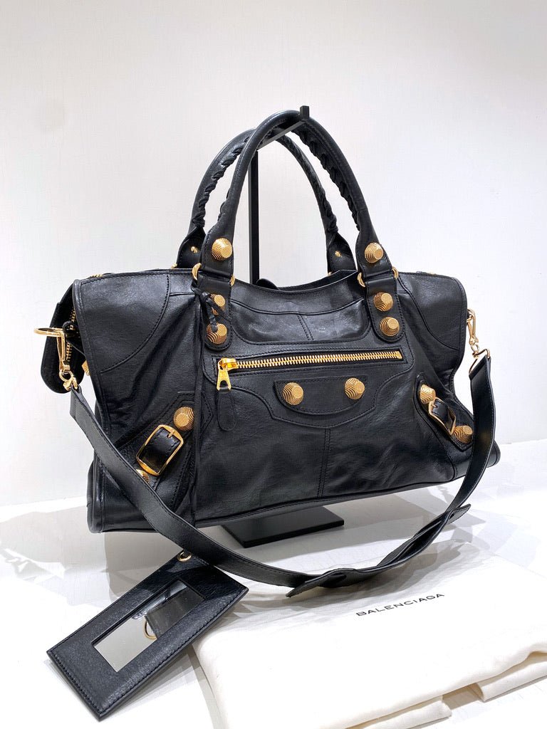 Balenciaga City Taske - Sort Med Guldhardware - (Nypris ca 17.900 kr)