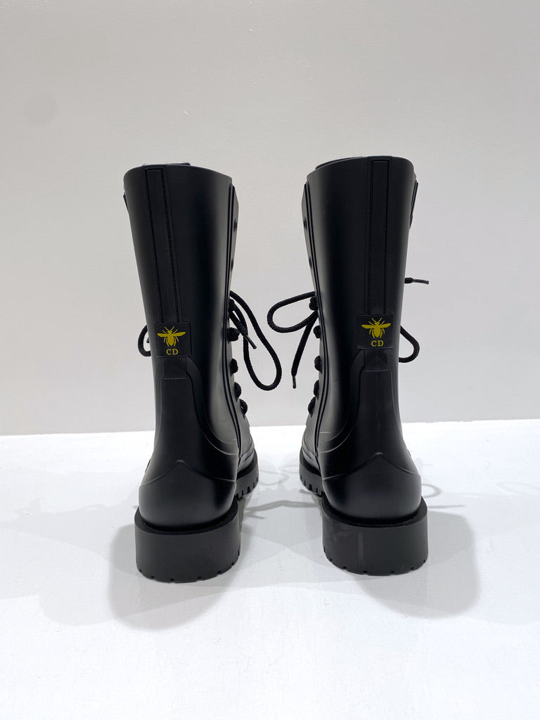 Dior Wellington Rubber Black Boots - Str 39