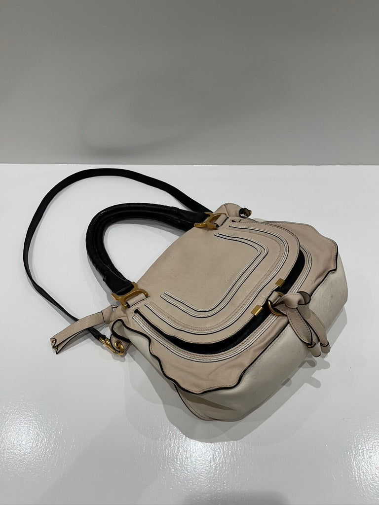 Chloé Marcie Bag/Taske - Cremefarvet med guldhardware - (Nypris ca 17.000 kr/2.295 Dollar)