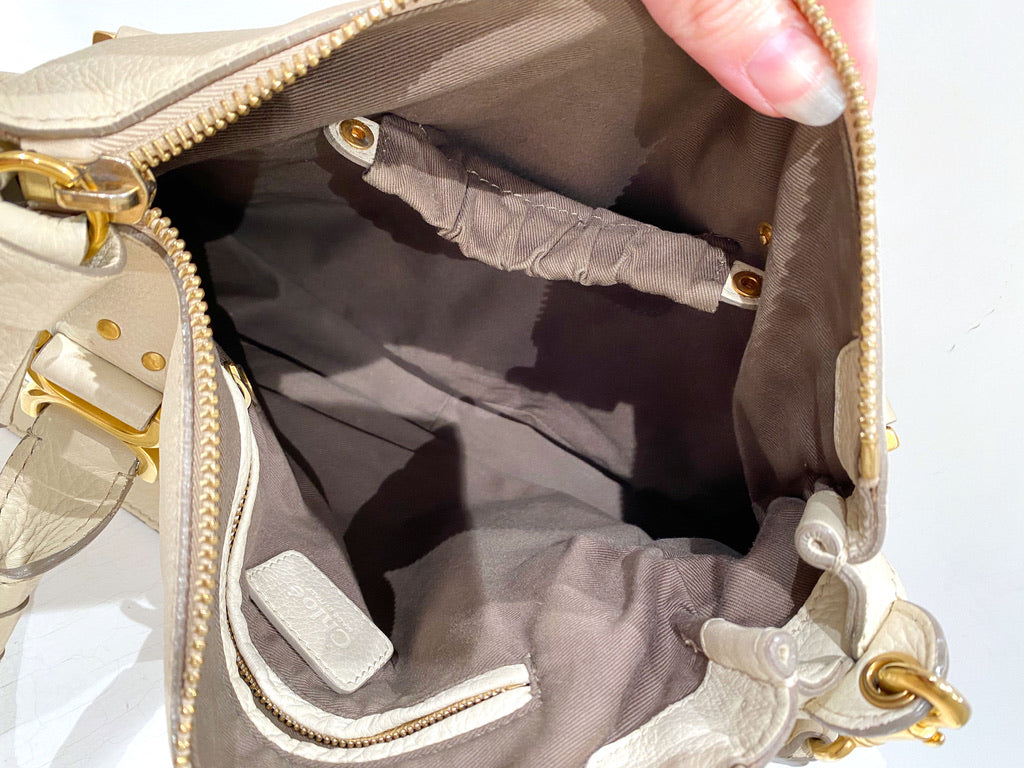 Chloé Marcie Medium Bag/Taske - Cremefarvet med guldhardware - (Nypris ca 14.000 kr)