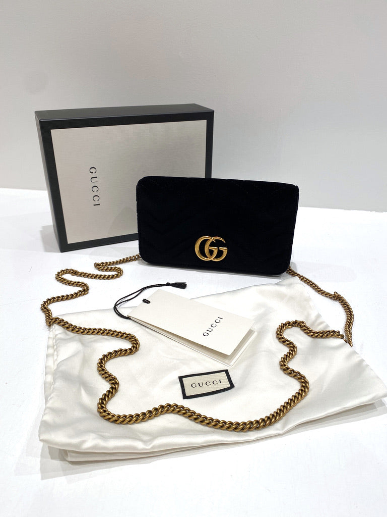 Gucci Marmont Super Mini Taske - Velour Sort.