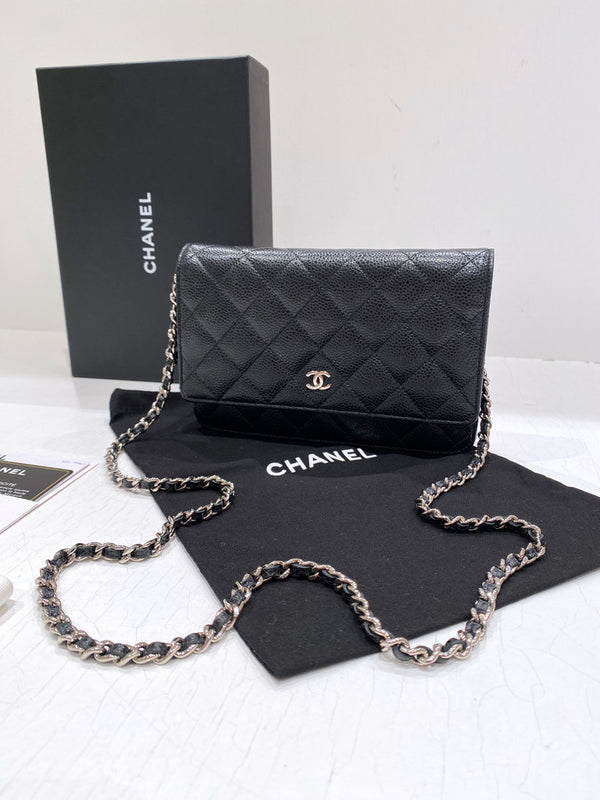 Chanel Wallet On Chain - Caviar Med Sølvhardware - (Nypris 25.040 kr)