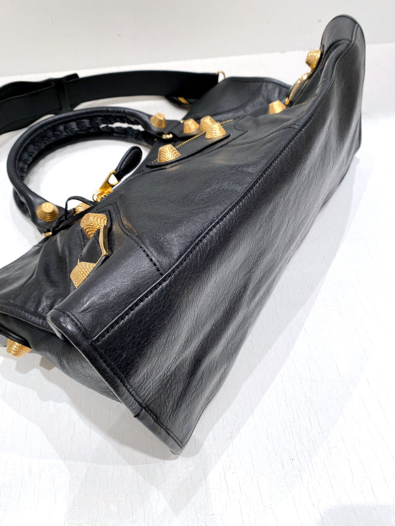 Balenciaga City Taske - Sort Med Guldhardware - (Nypris ca 17.900 kr)