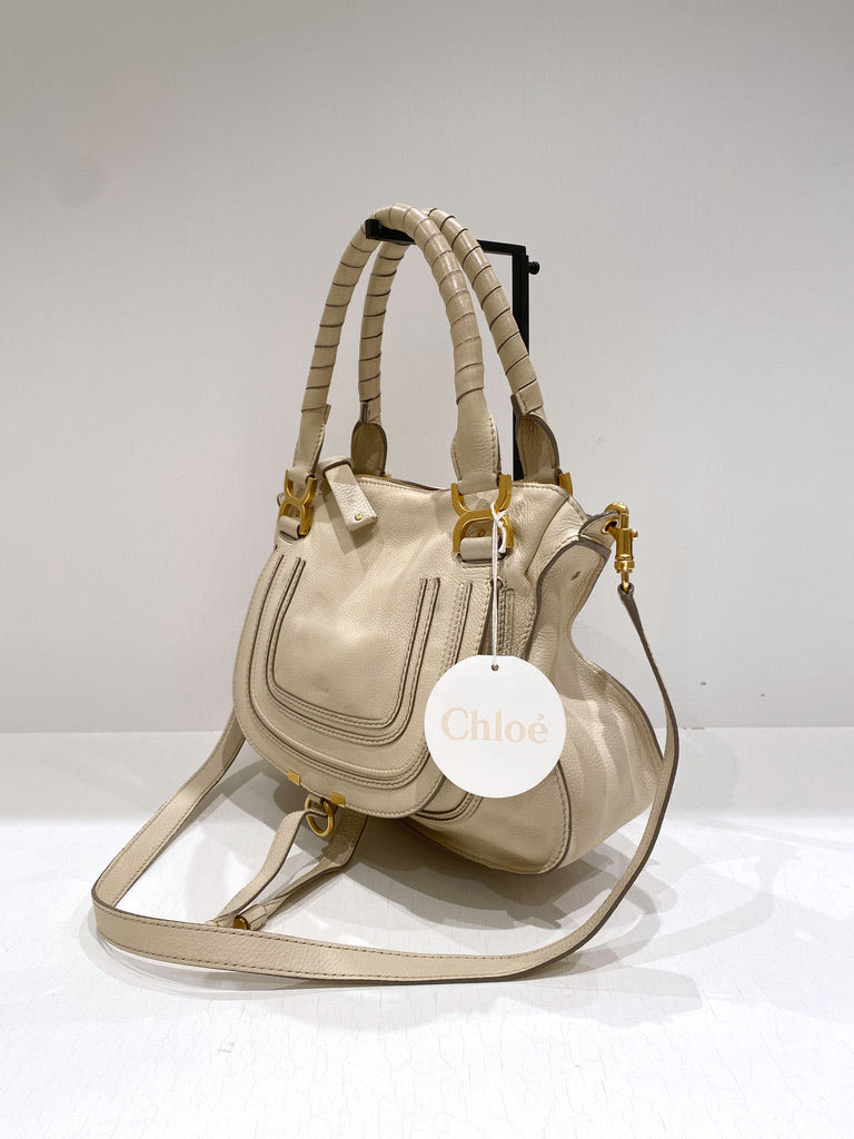 Chloé Marcie Medium Bag/Taske - Cremefarvet med guldhardware - (Nypris ca 14.000 kr)