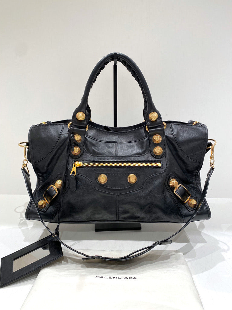Balenciaga City Taske - Sort Med Guldhardware - (Nypris ca 17.900 kr)