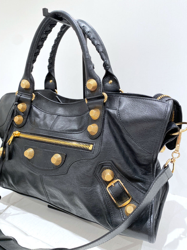 Balenciaga City Taske - Sort Med Guldhardware - (Nypris ca 17.900 kr)