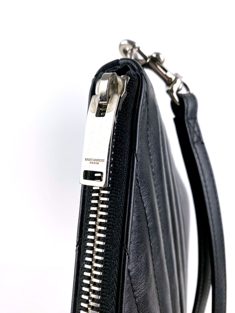 Saint Laurent Stor Clutch - Sort Med Sølvhardware -