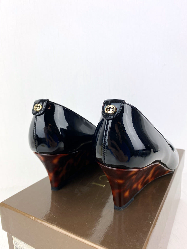 Gucci Sko Med Kilehæl - Str 37,5 - (Nypris 3.200 kr)
