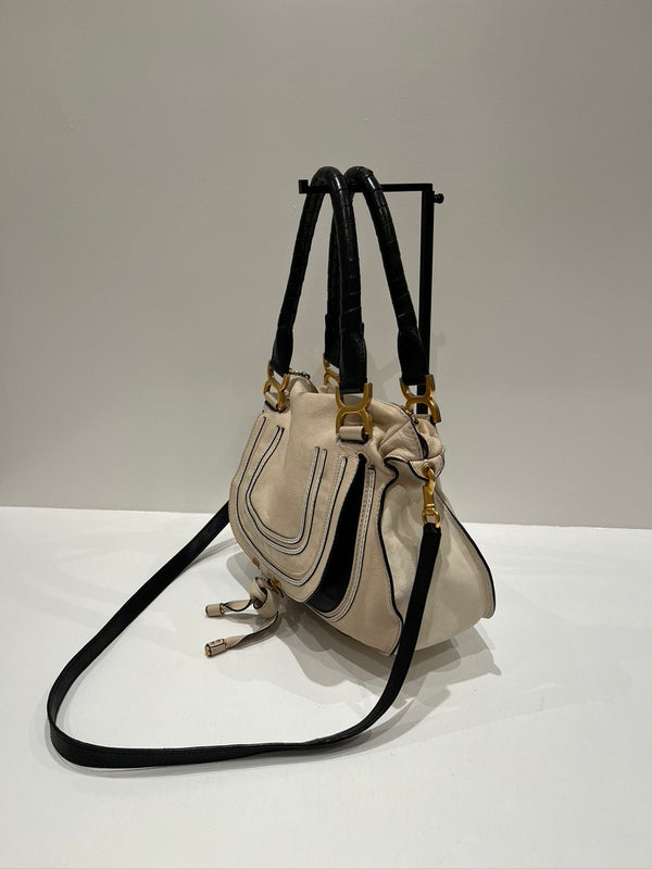 Chloé Marcie Bag/Taske - Cremefarvet med guldhardware - (Nypris ca 17.000 kr/2.295 Dollar)