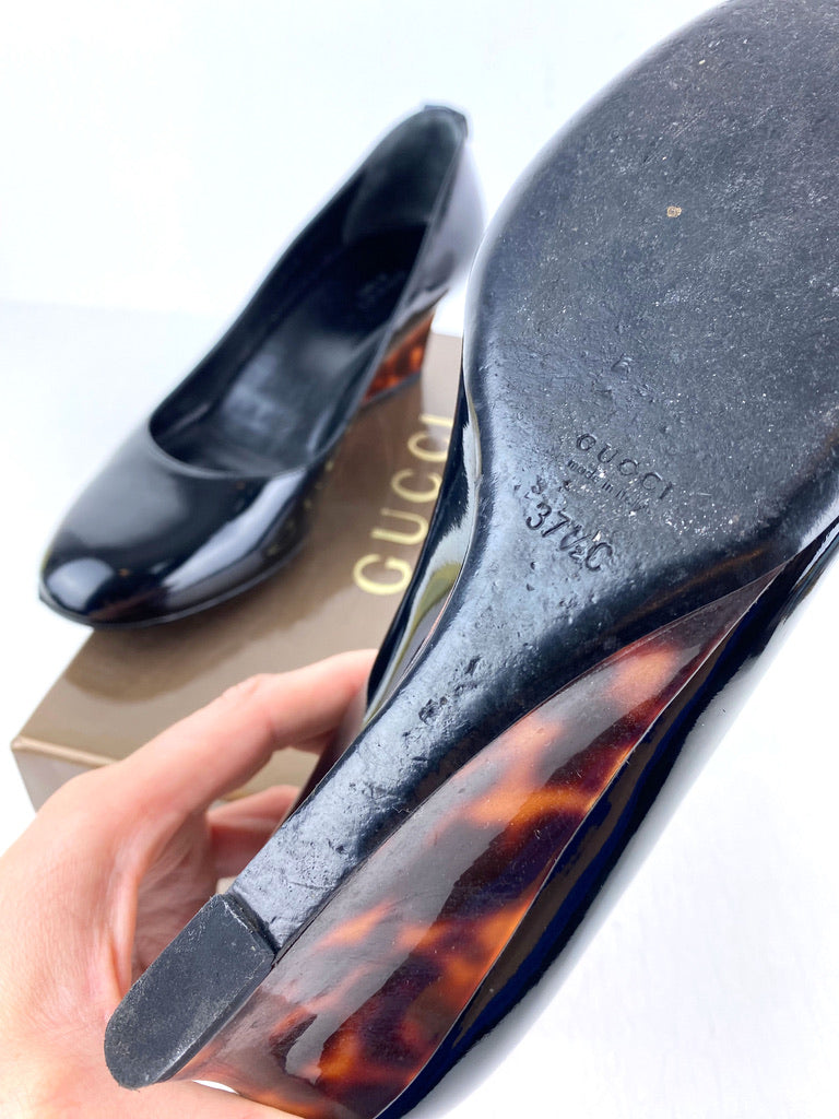 Gucci Sko Med Kilehæl - Str 37,5 - (Nypris 3.200 kr)