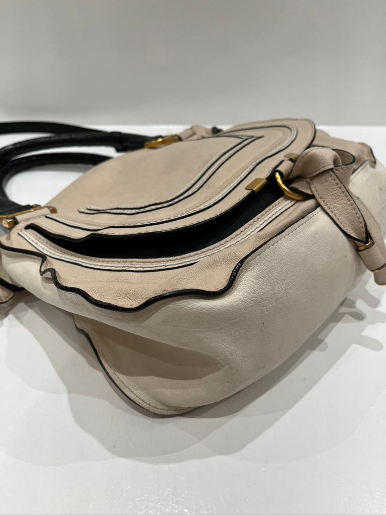 Chloé Marcie Bag/Taske - Cremefarvet med guldhardware - (Nypris ca 17.000 kr/2.295 Dollar)