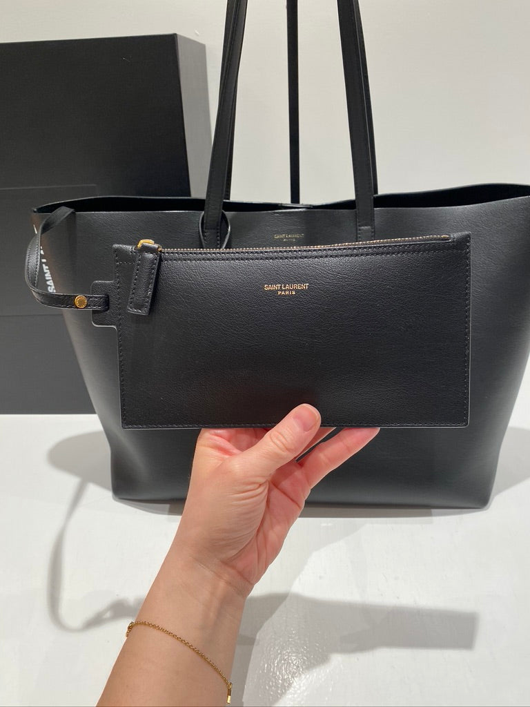 Saint Laurent East/West Shopping Tote i sort læder - (Nypris 1250 Euro/ca 9.340kr)