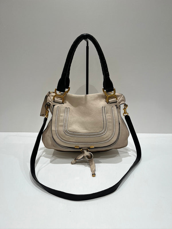 Chloé Marcie Bag/Taske - Cremefarvet med guldhardware - (Nypris ca 17.000 kr/2.295 Dollar)