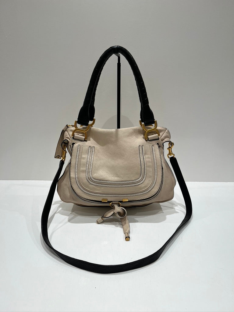 Chloé Marcie Bag/Taske - Cremefarvet med guldhardware - (Nypris ca 17.000 kr/2.295 Dollar)