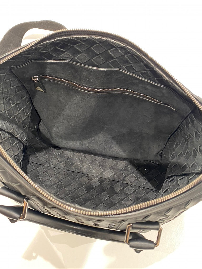 Bottega Veneta Intrecciato Slim Briefcase/Arbejdstaske - Sort Med Sølvhardware - (Nypris ca 23.500 kr)