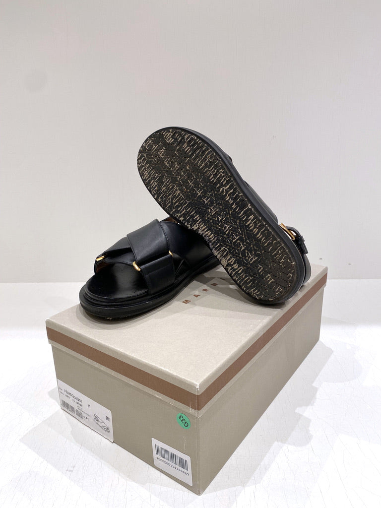 Marni Fussbett Sandaler - Str 41 - Sort - (Nypris 4.400 kr/ 590 Euro)