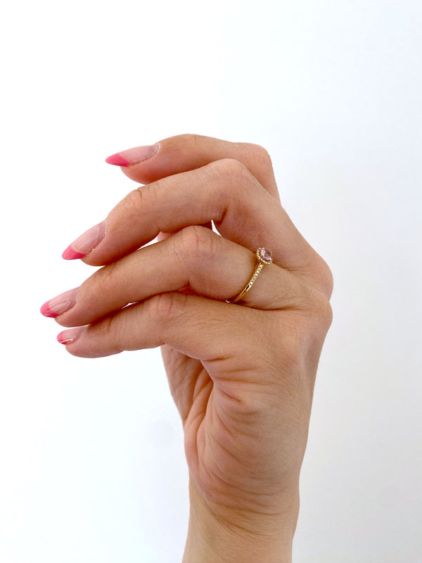 Mads Z Madeleine Ring - 14 Kt Guld Med Granat Ædelsten & Diamanter - (Nypris 5.475 kr)