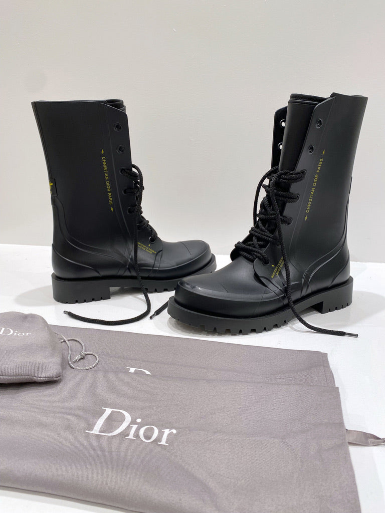 Dior Wellington Rubber Black Boots - Str 39