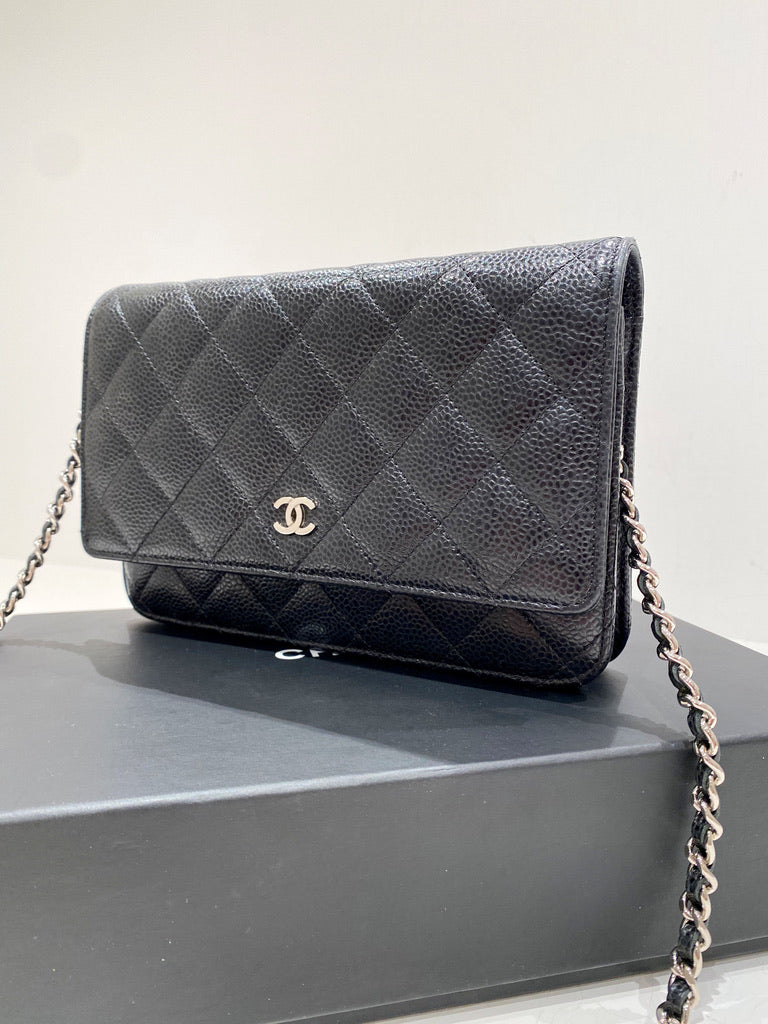 Chanel Wallet On Chain - Caviar Med Sølvhardware - (Nypris 25.040 kr)