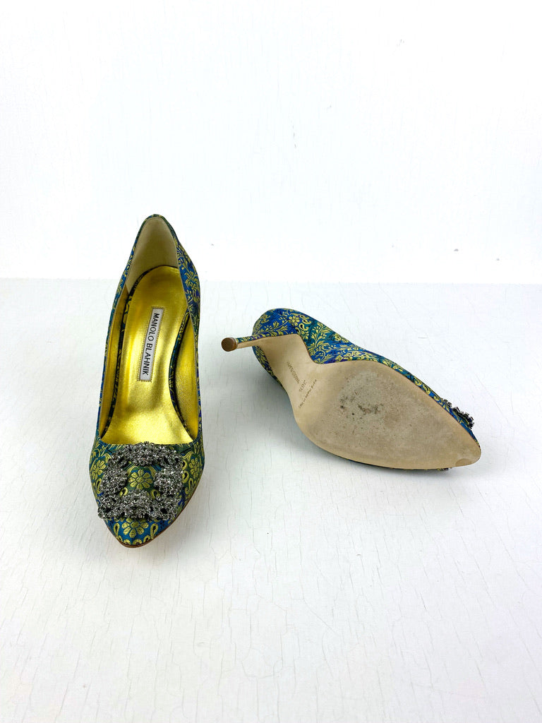 Monolo Blahnik Satin pumps/stiletter. Str. 36,5 - (Nypris ca 7.000 kr)