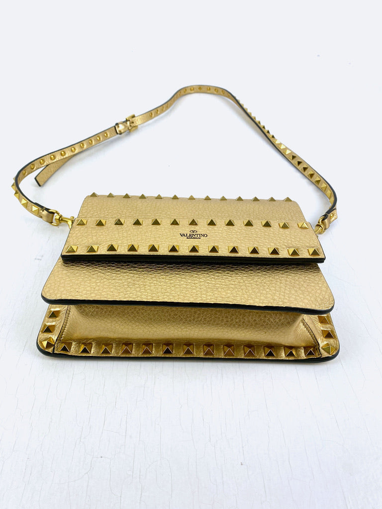 Valentino Small Rockstud Grainy Bag/Taske - Guldfarvet (Nypris ca 11.620 kr)