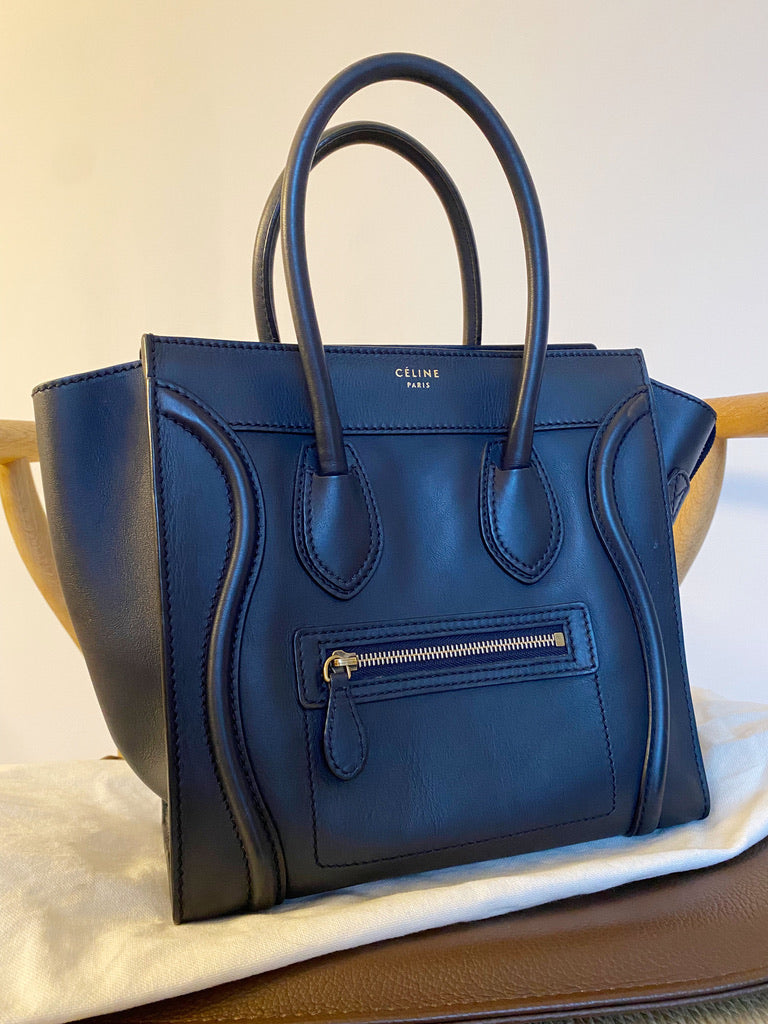 Celine Micro Luggage Handbag/Taske - Mørkeblå/Navy Blue - (Nypris 21.500 kr)