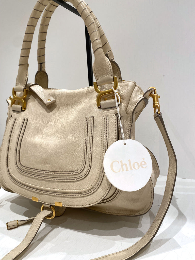 Chloé Marcie Medium Bag/Taske - Cremefarvet med guldhardware - (Nypris ca 14.000 kr)