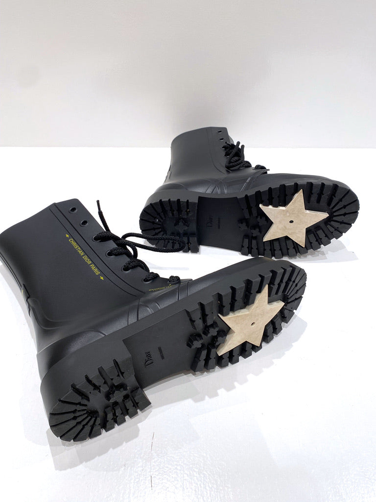 Dior Wellington Rubber Black Boots - Str 39